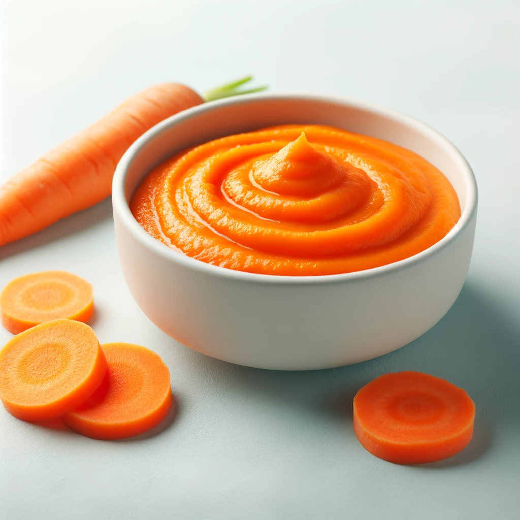 A-bowl-of-pureed-carrots-for-babies-on-a-soft-pastel-background.-The-puree-is-smooth-with-a-bright-orange-color-presented-in-a-small-round-white